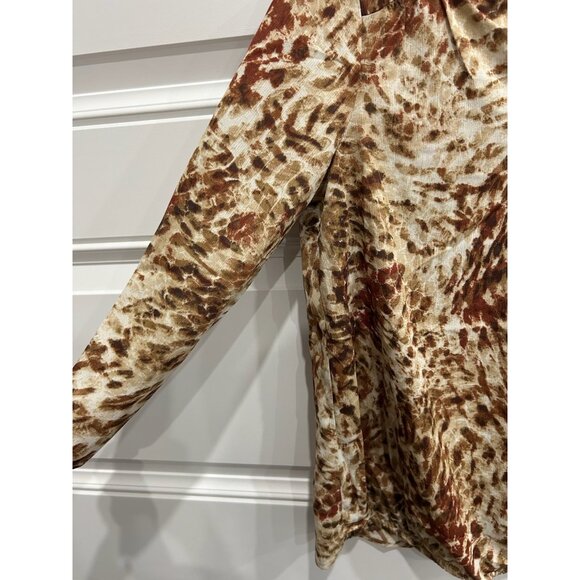 Counterparts Animal Print Wrap Style Blouse With 3/4 Sleeves Sz Small - Picture 5 of 11